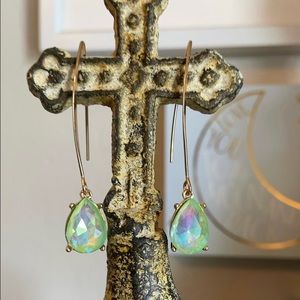 New! BOUTIQUE Tear Drop Iridescent Green Earrings